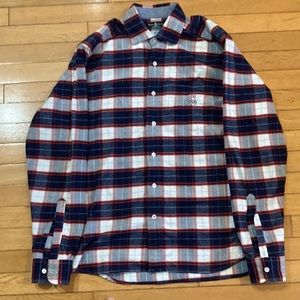 Psycho Bunny Men’s Button Up Plaid Flannel Pima Cotton Shirt Sz Medium